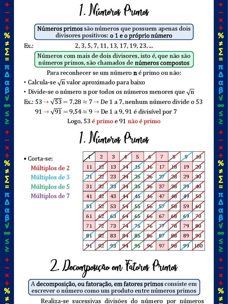 Números Primos e Compostos: Fatoração | PDF | Número primo | Teoria dos ...