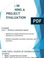 Steps in Planning A Project Evaluation