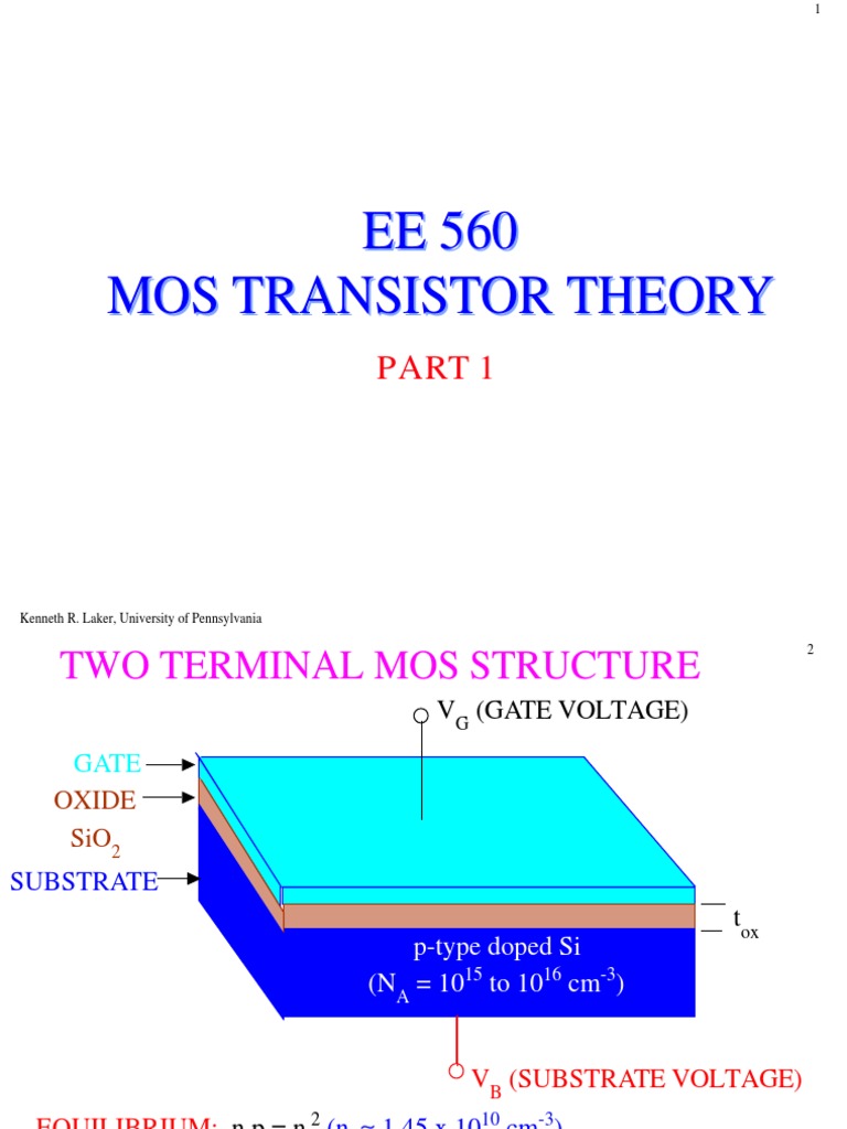 EE 560 Mos Transistor Theory PDF Mosfet Field Effect Transistor
