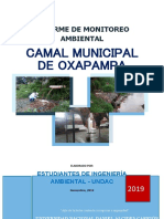 Monitoreo de La Calidad Del Agua Del Rio Chorobamba Por El Efluente Del Camal Municipal Del Distrito de Oxapampa, Pasco