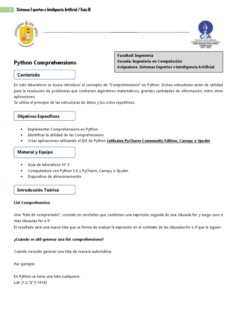 Comprehensions en Python: Guía Práctica | PDF | Python (lenguaje de ...