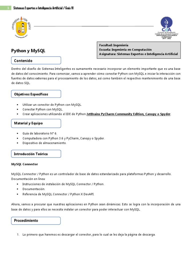 Conexión de Python a MySQL | PDF | Mi sql | Python (lenguaje de ...
