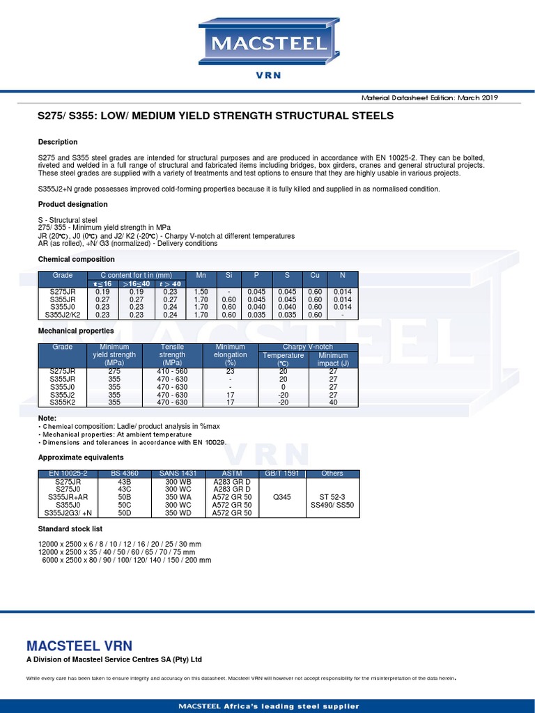 S275 vs S355 Steel Properties Overview | PDF | Structural Steel | Metals