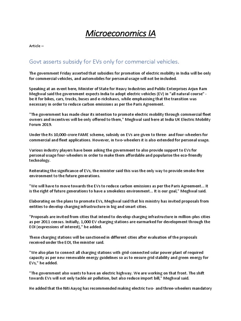 EV Subsidies for Commercial Vehicles Only | PDF | Electric Vehicle ...