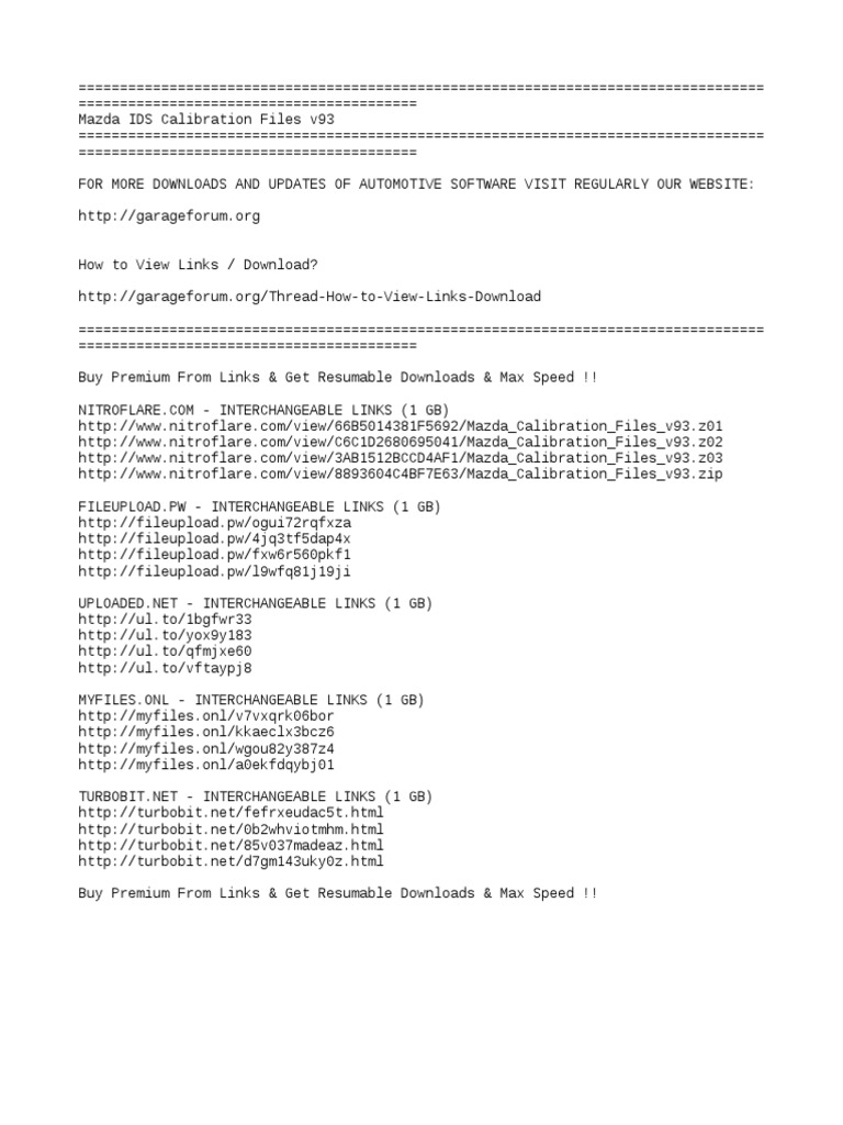 Mazda IDS Calibration Files v93 PDF