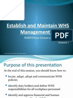Establish and Maintain WHS Management Systems: BSBWHS501 Ensure A Safe Workplace Session 1