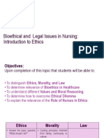 Bioethical and Legal Issues in Nursing: Introduction to Ethics