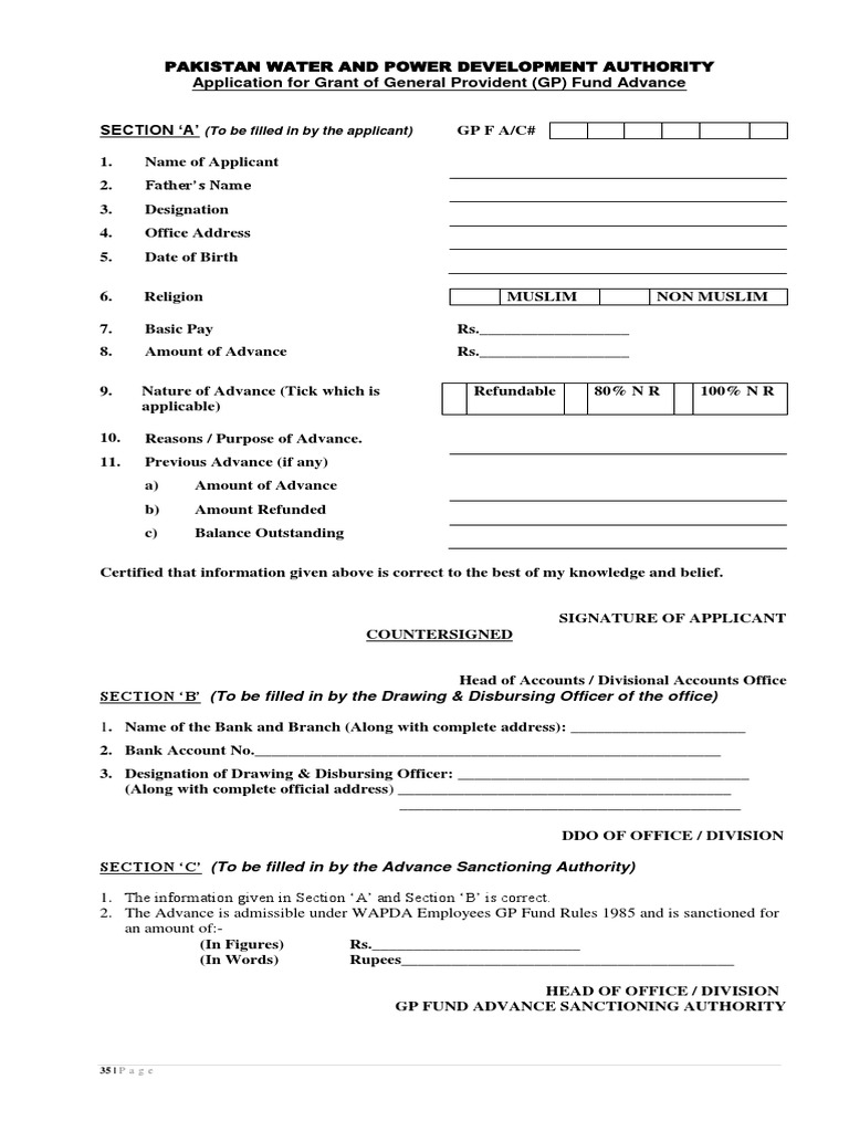 Gp fund advance form pdf government information government