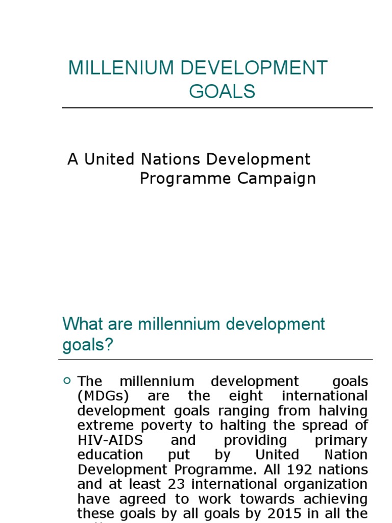 Understanding Millennium Development Goals | PDF | Hiv/Aids ...
