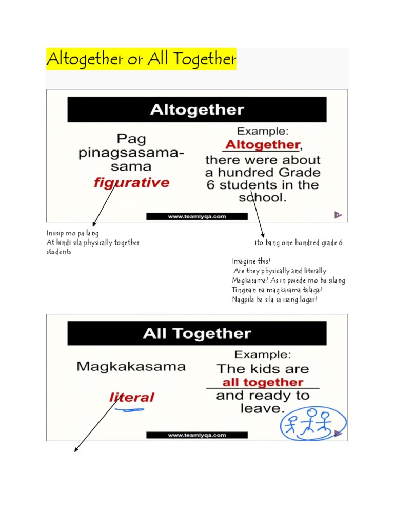 Altogether vs All Together Explained | PDF | Self-Improvement