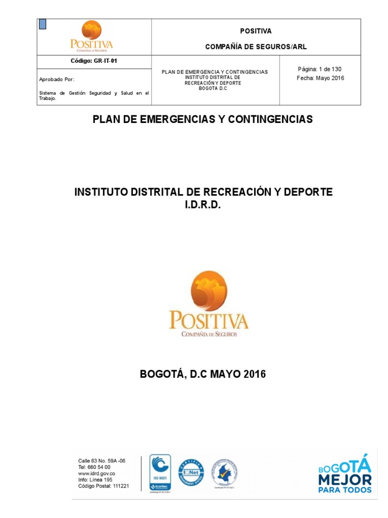 Plan de Emergencias y Contingencias PDF | PDF | Seguridad y salud ...