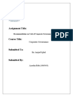 Assignment Title:: Corporate Governance