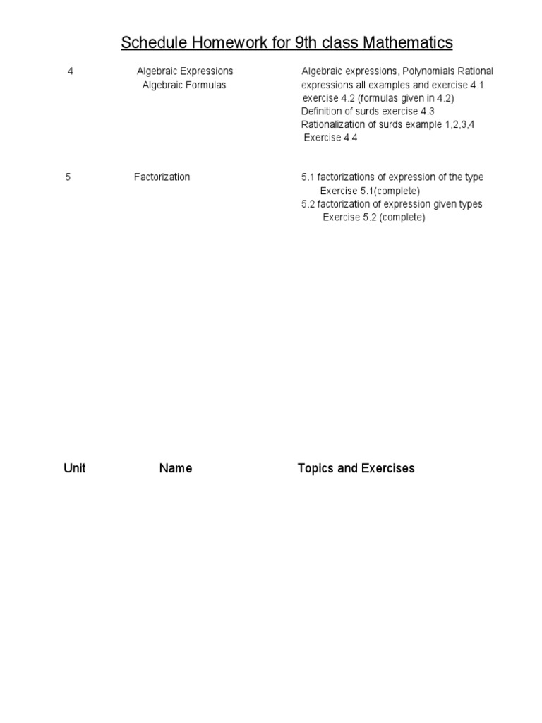 9th Grade Math Homework Guide | PDF | Language Arts & Discipline ...
