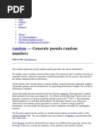 Random: - Generate Pseudo-Random Numbers