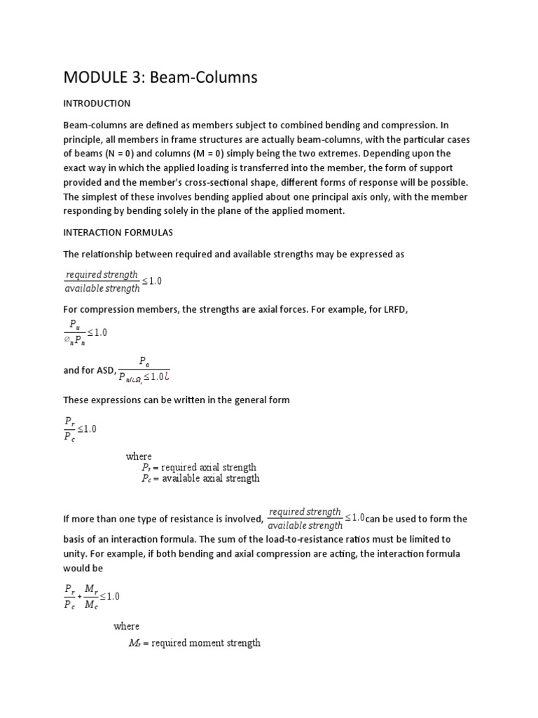 Beam-Column Design and Analysis Methods | PDF | Bending | Beam (Structure)