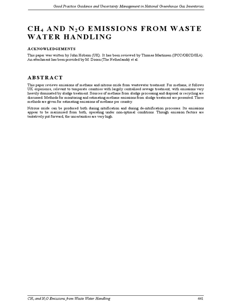 Methane and Nitrous Oxide from Wastewater | PDF | Anaerobic Digestion ...