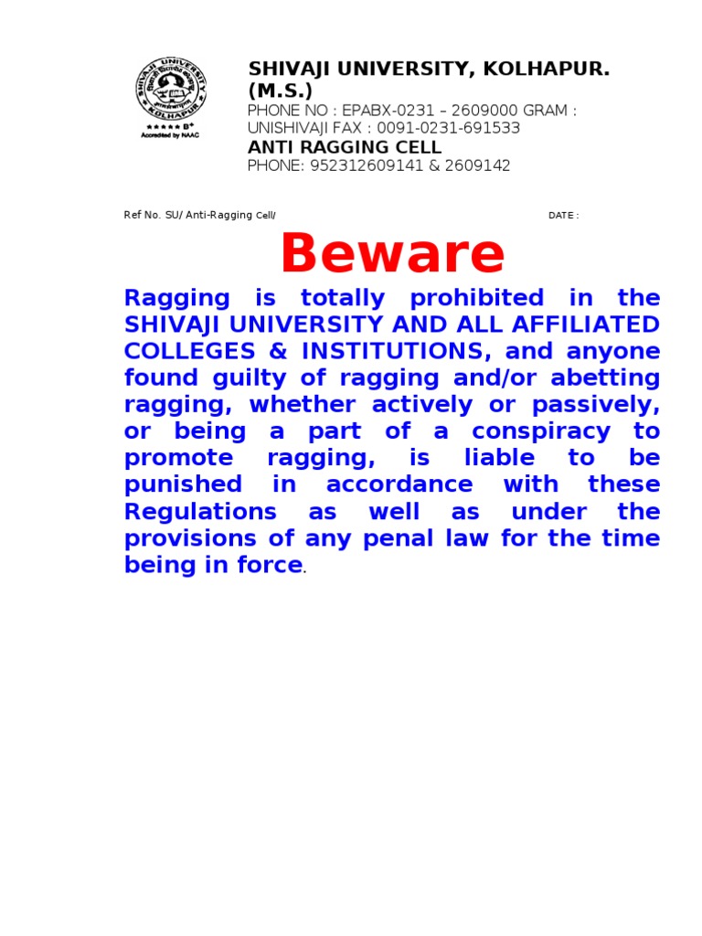 Anti-Ragging Notice for Students | PDF | Crime & Violence | Crime Thriller