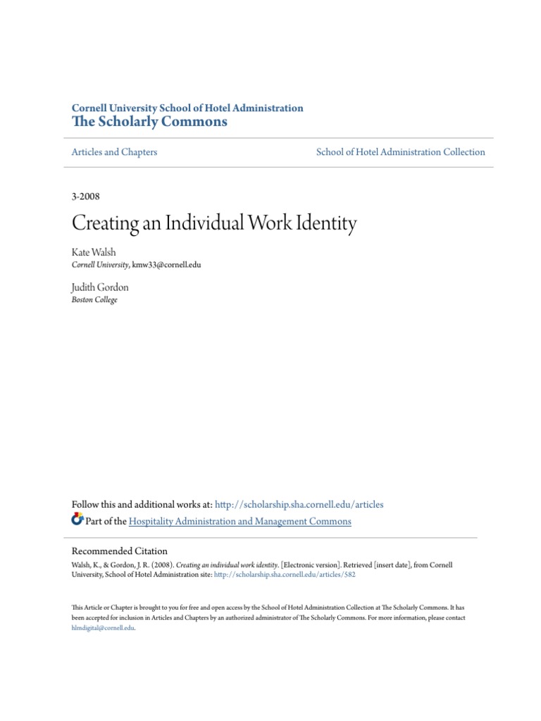 Creating An Individual Work Identity: The Scholarly Commons | PDF ...