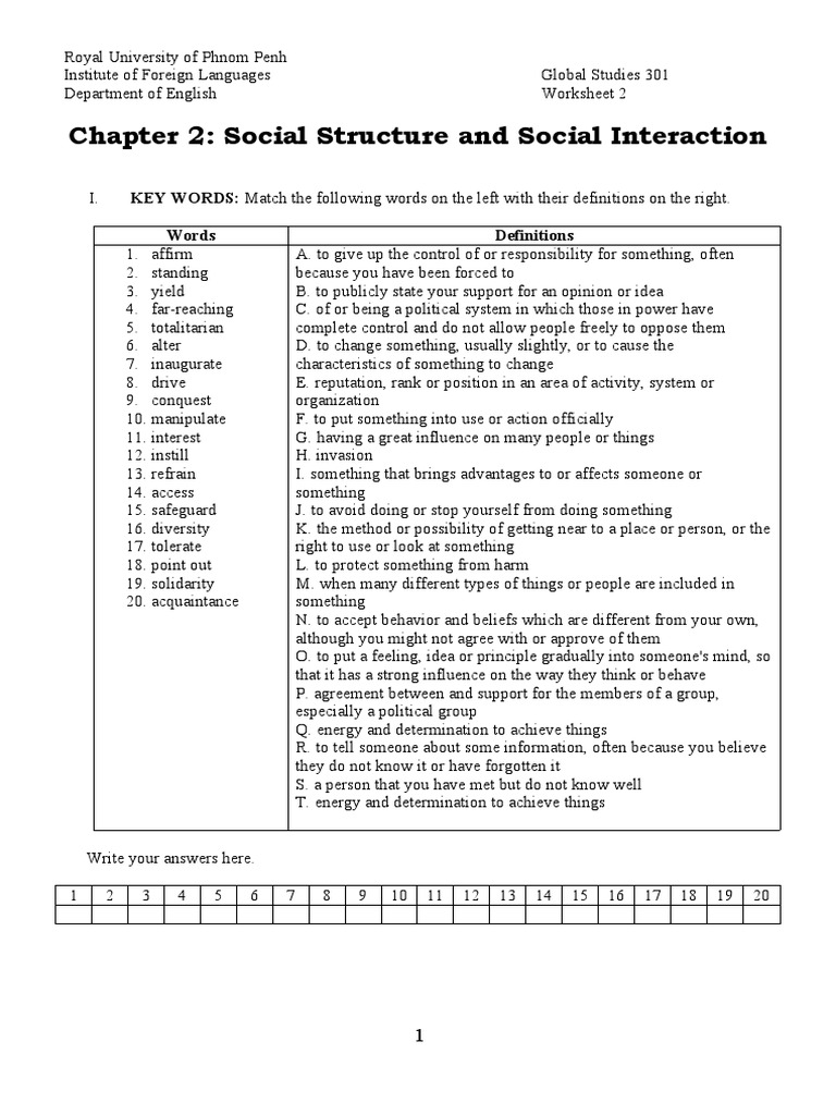 Chapter 2: Social Structure and Social Interaction | PDF | Psychology ...
