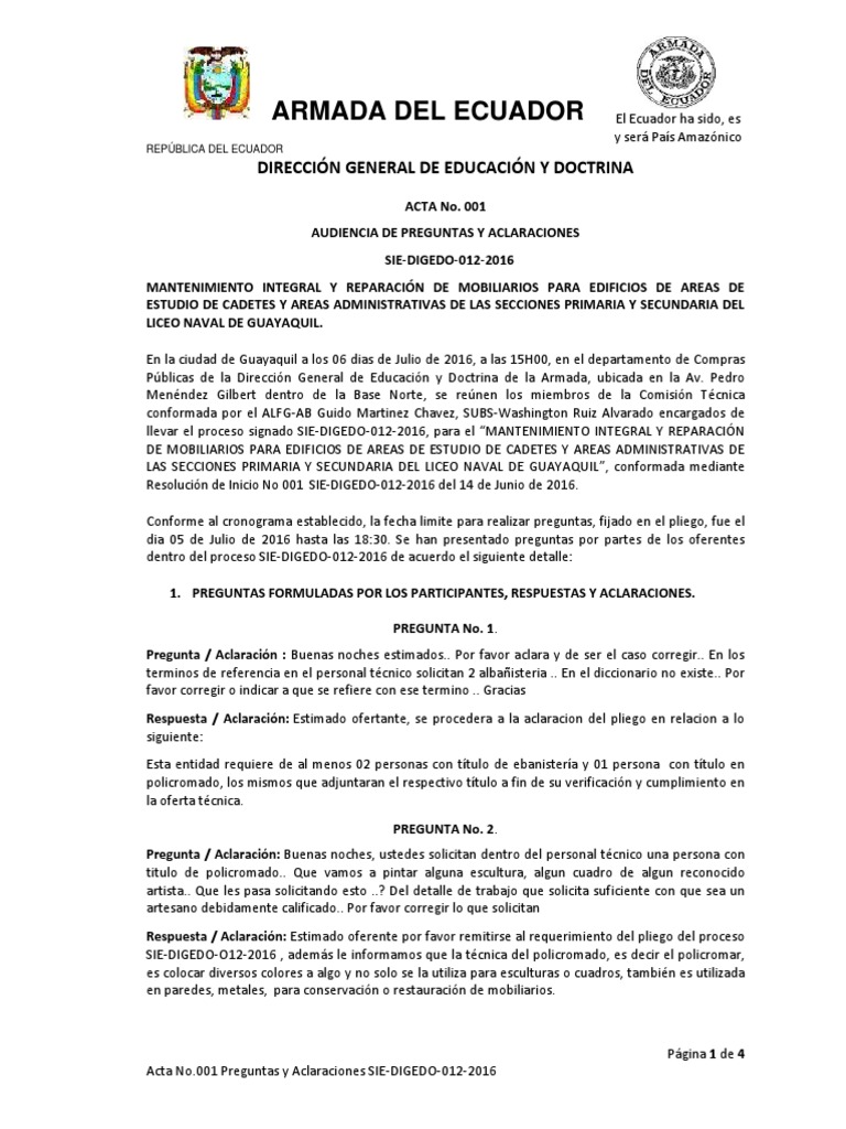 Armada Del Ecuador: Dirección General de Educación Y Doctrina | PDF ...