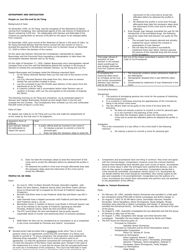 Entrapment and Instigation Statute Of Limitations Crimes