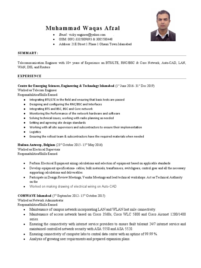 Muhammad Waqas Afzal - Original | PDF | Telecommunications Engineering ...