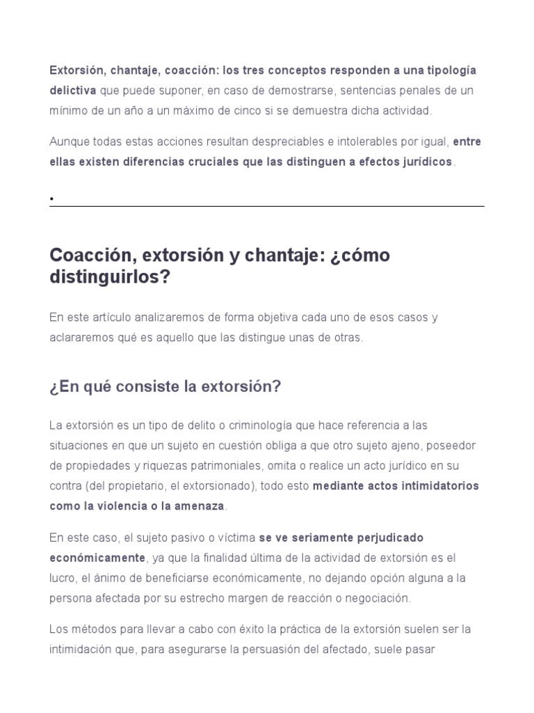 Coacción, Extorsión y Chantaje | PDF | Extorsión | Crimen y violencia