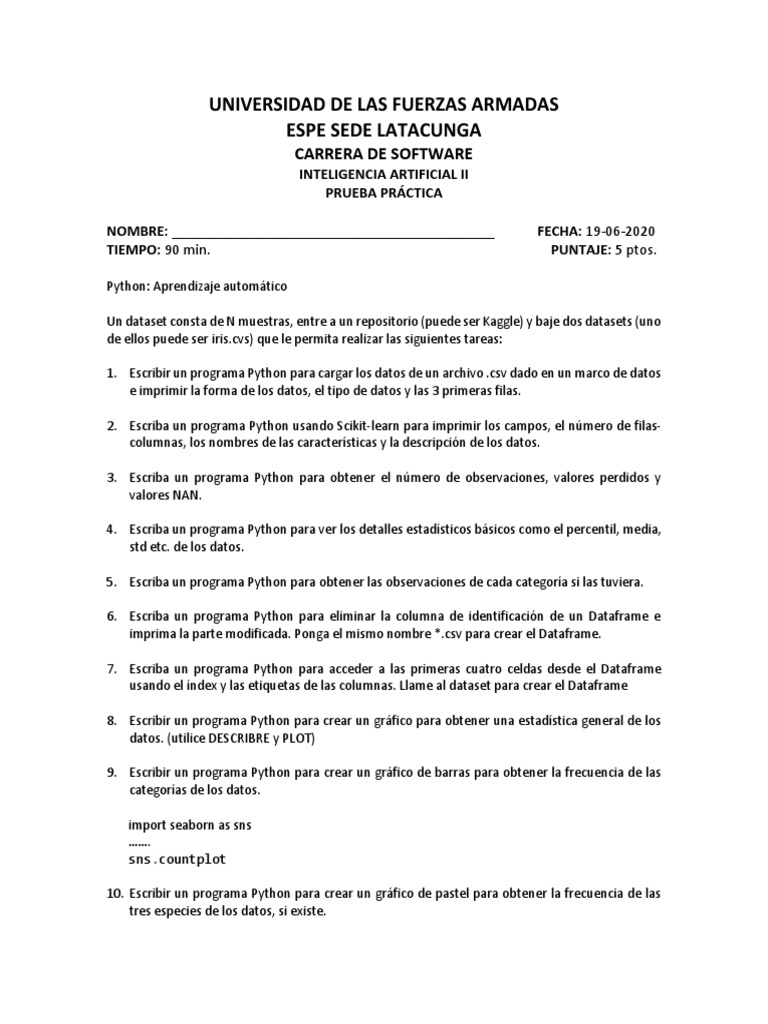 Examen de Machine Learning I Unidada Inteligencia Artificial II ...