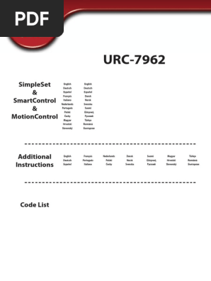 URC7962 Complete Manual And Code List PDF | PDF | Broadcasting.