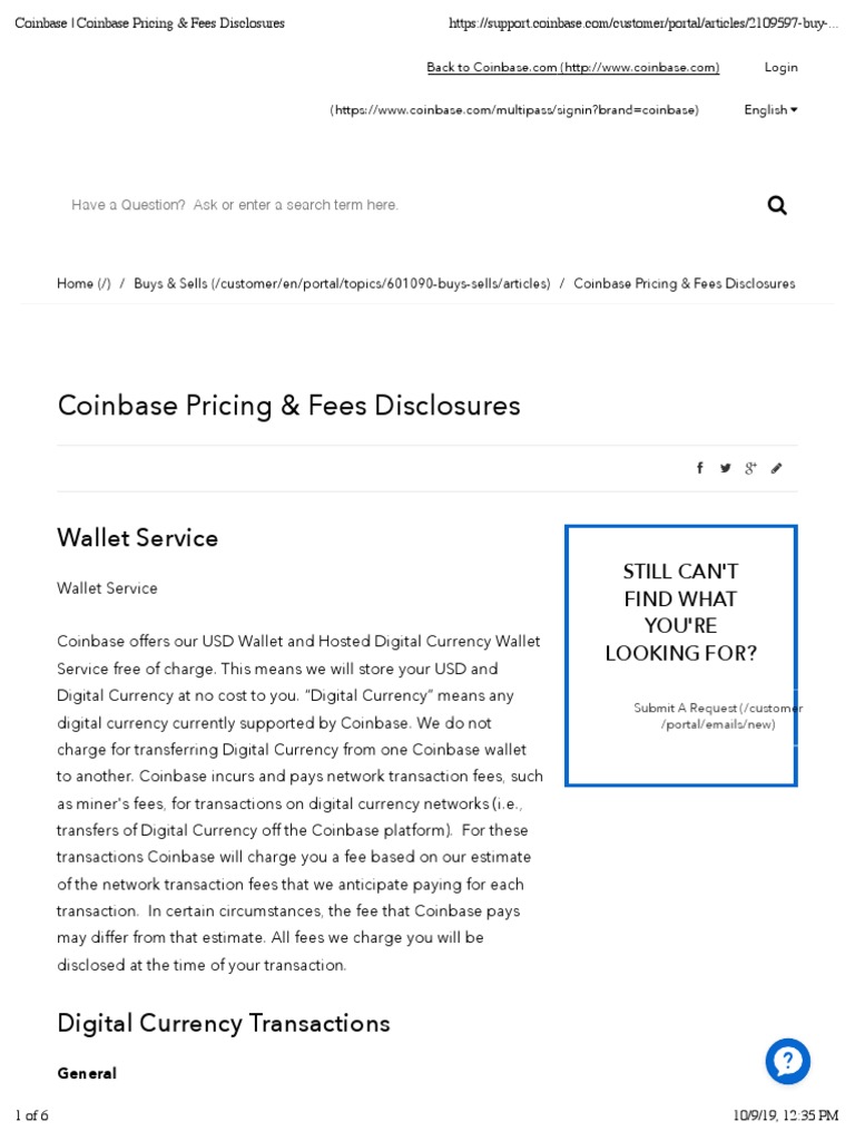 Coinbase Pricing & Fees Disclosures | PDF | Financial Transaction |  Exchange Rate