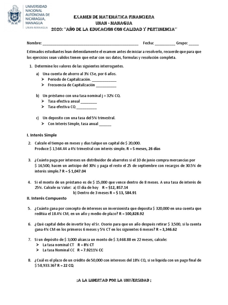Matematica Financiera PDF | PDF | Finanzas y dinero