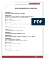 Practical Work Book of Introduction To Computing: Experiment # 01