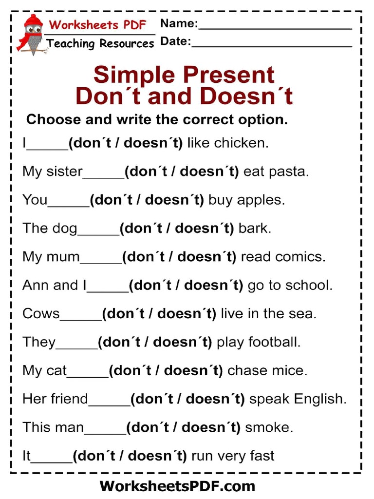 Does Not and Do Not Trabajo 1 | PDF