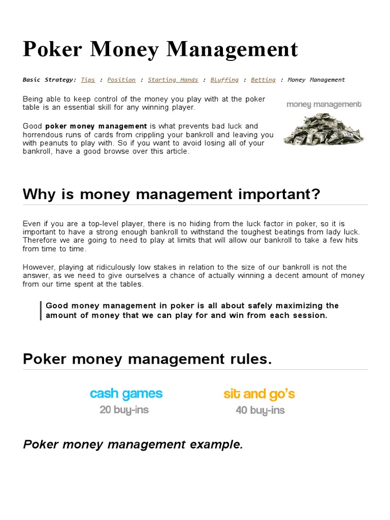 Poker Money Management | PDF | Poker | Texas Hold 'Em
