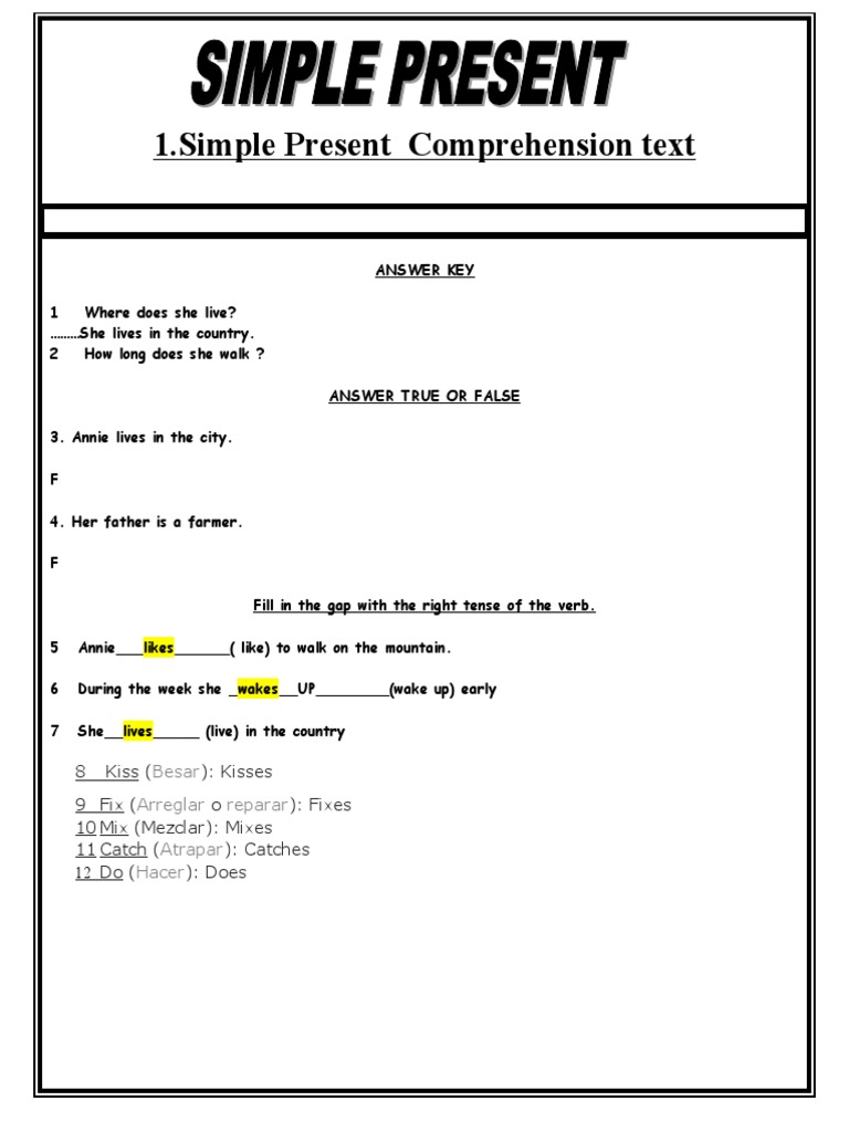 Simple Present Tense Exercises Guide | PDF | Language Arts & Discipline