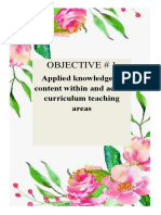 Objective # 1: Applied Knowledge of Content Within and Across Curriculum Teaching Areas