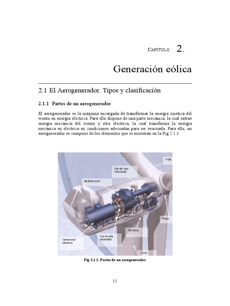 Partes y Tipos de Aerogeneradores | PDF | Turbina eólica | Generador ...