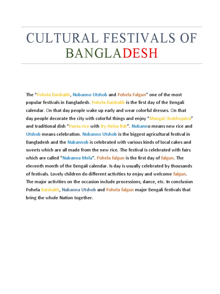 Cultural Festivals of Bangladesh PDF