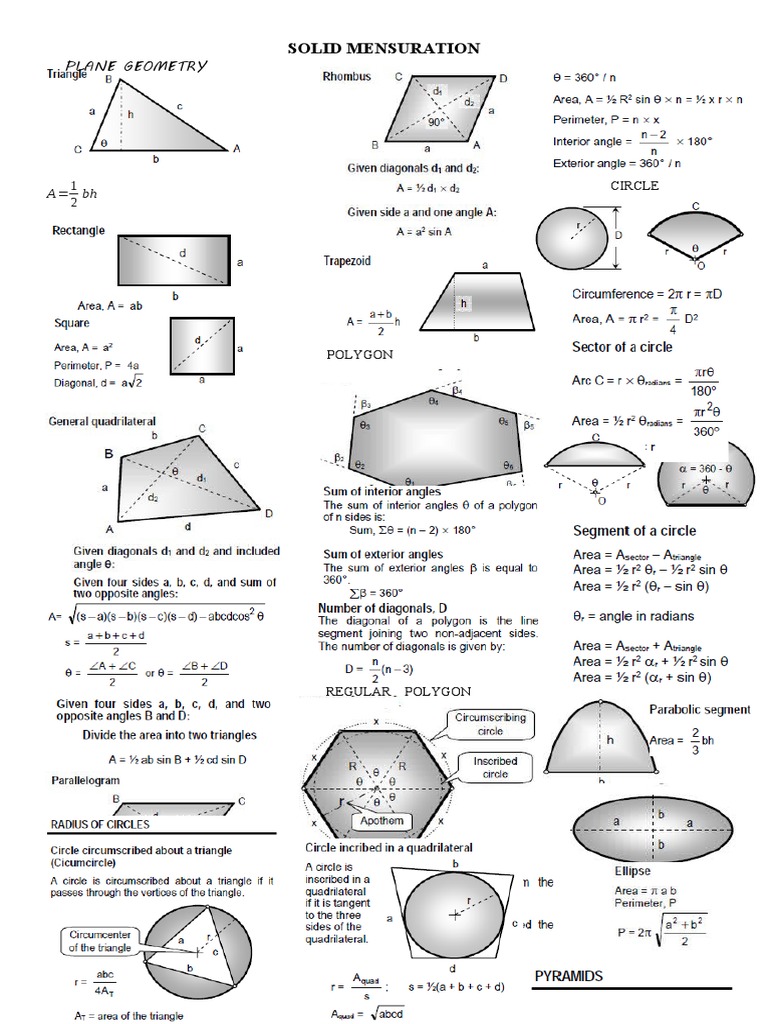Solid Mensuration Review | Download Free PDF | Circle | Area