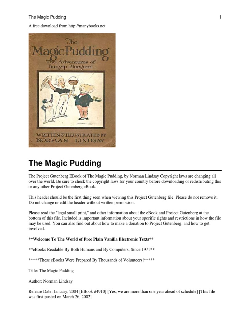 Magic Pudding Yr | PDF | Project Gutenberg | Pudding