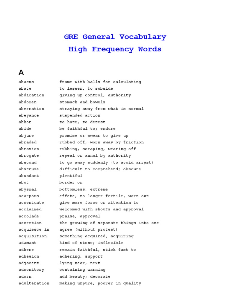 GRE Vocabulary