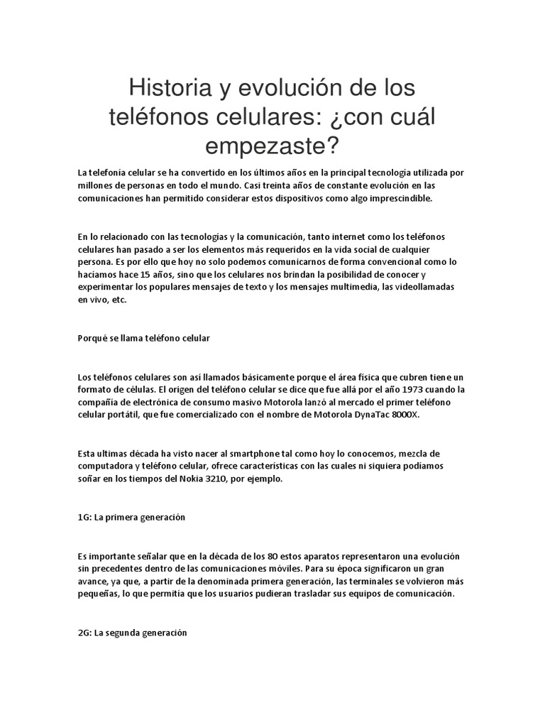 Historia de Los Celulares | PDF | Teléfonos móviles | Telefonía móvil