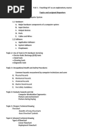 TLE 3 - Teaching ICT As An Exploratory Course Topics and Assigned Reporters Topic 1