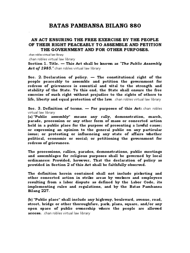 Public Assembly Act PDF Business