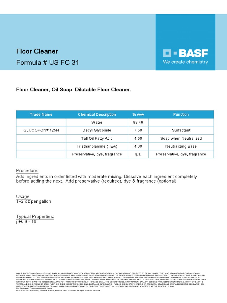 Floor Cleaner (Formulation US FC 31) PDF PDF