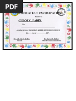 Certificate of Participation Chloe C. Padin