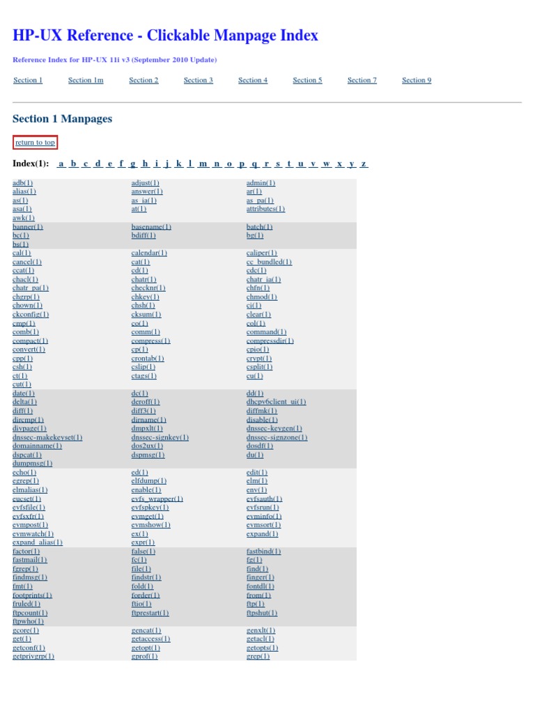 HP-UX 11i v3 Manpage Index | PDF