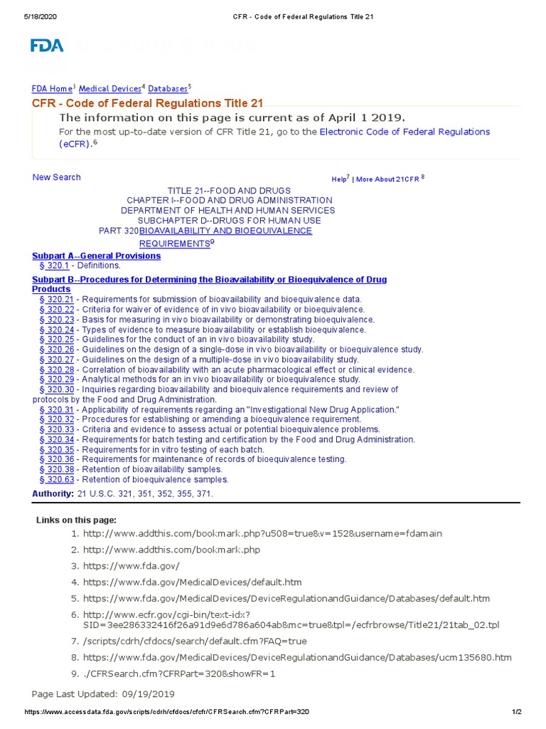 CFR Code of Federal Regulations Title 21 PDF Bioavailability
