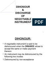 Dihonour & Discharge OF Negotiable Instrument
