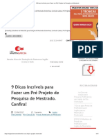 9 Dicas Incríveis para Fazer Um Pré Projeto de Pesquisa de Mestrado PDF